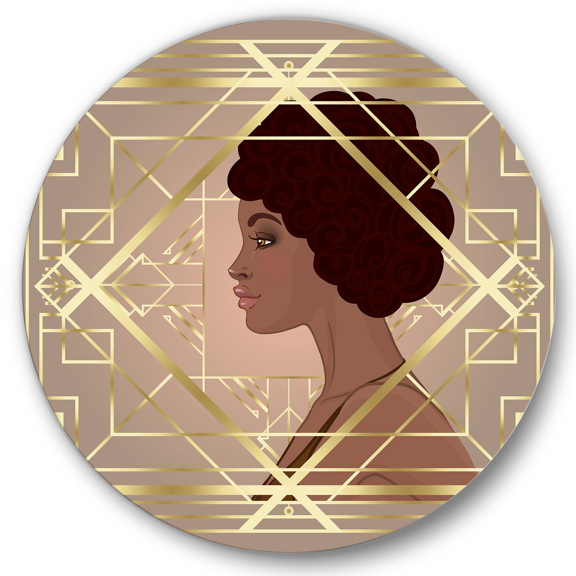 Designart - Retro Women In Golden Art Deco Geometrics II